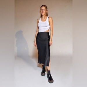 Urban Outfitters Edy Satin Midi Skirt in black